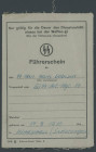 Waffen-SS, SS-Verfügungstruppe, Schutzstaffel
 Führerschein Klasse II eines SS-Kanoniers des III/SS-Art.-Rgt. 16, saubere Gebrauchserhaltung. selten...