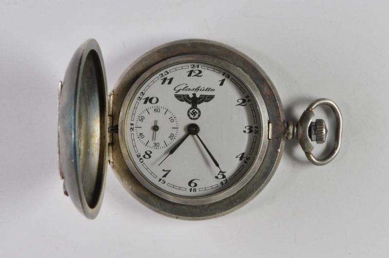 Allgemeine Militaria Deutschland
 Taschenuhr Glashütte Silber, 1937-1942, weiße...