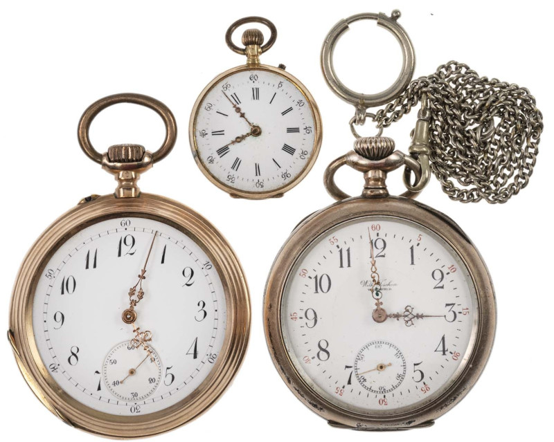 Taschenuhren ab 1901
 Lot aus drei Taschenuhren. Open face Taschenuhr ohne Glas...