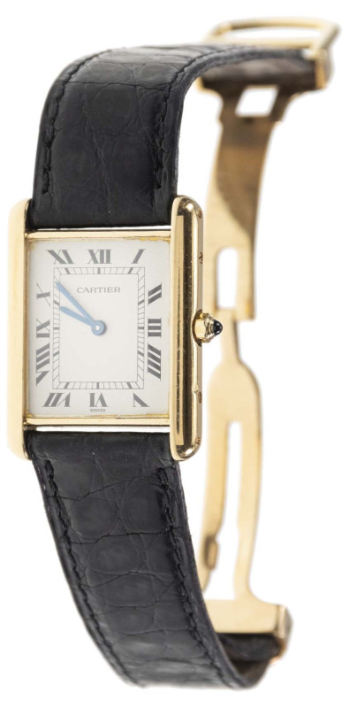 Damenarmbanduhr Gold
 Cartier-Tank-Vermeil-Damenarmbanduhr. Ca. 23,6 mm, 0.750 ...
