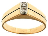 Ringe
 Diamant Ring, 750 Gelbgold, 4,24g, zwei natürlichen Diamanten in Brillanten-Schliff von zus. 0,03 ct., RW 55, mit aktueller Expertise der (DSE...