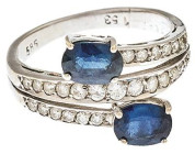 Ringe
 Saphir-Diamant-Ring, 585 Weißgold, 2 Saphire 1,53ct und 24 Diamanten 0,57ct, RW 52, 3,56g.

Sapphire diamond ring, 585 white gold, 2 sapphir...