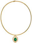 Ketten
 Smaragd-Diamant-Collier, 750 Gelbgold, Punze, großer ovaler Smaragd in schönem intensiv Grün von ca. 8,97 ct. und 84 Diamanten von zus. ca. 2...