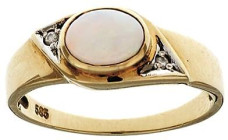 Ringe mit Steinbesatz
 Opal Brillant Ring, 585 Gelbgold, zwei Brillanten in Altschliff von ca. 0,010 ct., Opal in Ovalform 5,1x 7,6mm, 3,69g, Dm. 17,...