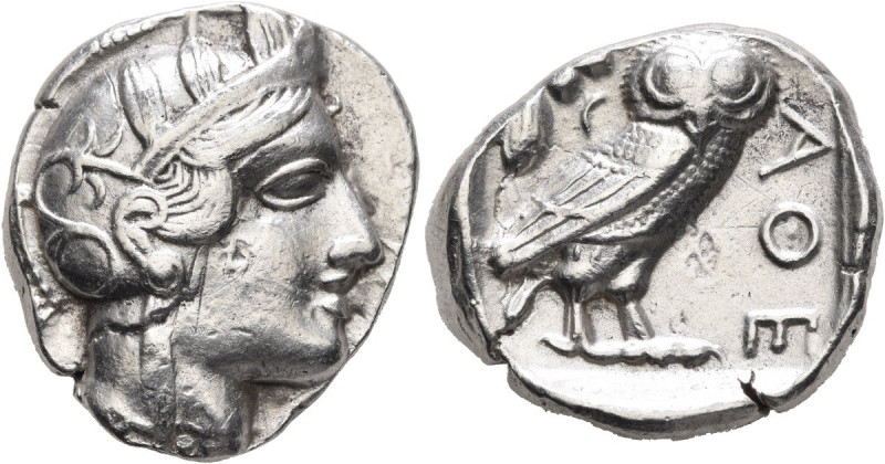 Tetradrachm AR
Attica, Athens, c. 420-404 BC, Head of Athena to right, wearing ...