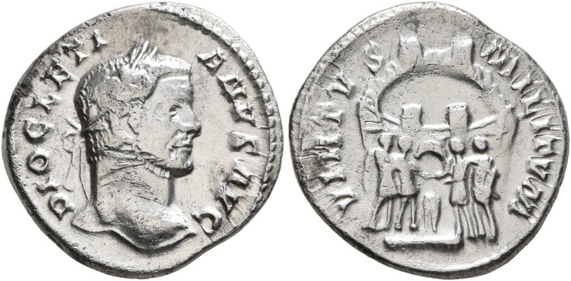 Denarius AR
Diocletian (284-305), Ticinum, circa 295, DIOCLETI-ANVS AVG Laureat...