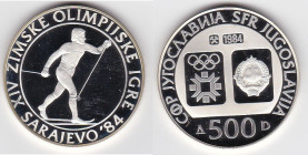 500 Dinara AR
Yugoslavia, Winter Olympics Sarajevo 1984, Silver 925/1000
38 mm, 23 g