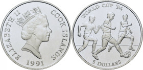 5 Dollars AR
Cook Islands, Elisabeth II, World Cup 1994
30 mm, 10 g