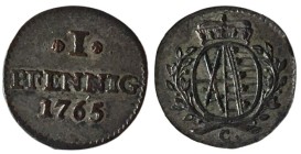 1 Pfennig AR
Friedrich August III (1763-1806), 1765 C
18 mm, 0,34 g
Schön 204