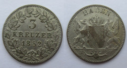 3 Kreuzer AR
Germany, Kingdom of Baden, 1852