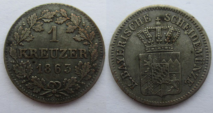 1 Kreuzer AR
Germany, Kingdom of Bavaria, 1863