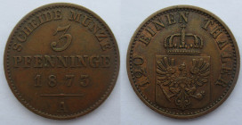 3 Pfennige Cu
Germany, 120 einen Thaler, 1873