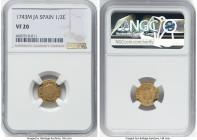 Philip V gold 1/2 Escudo 1743 M-JA VF20 NGC, Madrid mint, KM361.1. HID09801242017 © 2022 Heritage Auctions | All Rights Reserved