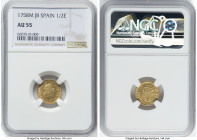 Ferdinand VI gold 1/2 Escudo 1758 M-JB AU55 NGC, Madrid mint, KM378, Cal-560. HID09801242017 © 2022 Heritage Auctions | All Rights Reserved