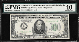 Fr. 2202-C. 1934A $500 Federal Reserve Note. Philadelphia. PMG Extremely Fine 40.

Estimate: $2200.00- $2800.00