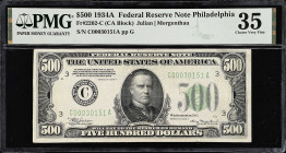 Fr. 2202-C. 1934A $500 Federal Reserve Note. Philadelphia. PMG Choice Very Fine 35.
A popular denomination which is sought after in this mid-grade.
...