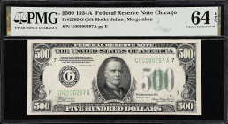 Fr. 2202-G. 1934A $500 Federal Reserve Note. Chicago. PMG Choice Uncirculated 64 EPQ.
A key grade for this highly collectible denomination. Original ...