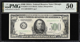 Fr. 2202-G. 1934A $500 Federal Reserve Note. Chicago. PMG About Uncirculated 50.

Estimate: $3000.00- $3600.00
