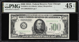 Fr. 2202-G. 1934A $500 Federal Reserve Note. Chicago. PMG Choice Extremely Fine 45 EPQ.
An original high denom from one of the more popular districts...