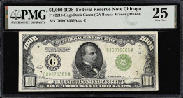 Fr. 2210-Gdgs. 1928 Dark Green Seal $1000 Federal Reserve Note. Chicago. PMG Very Fine 25.
Key 1928 series $1000.

Estimate: $3800.00- $4600.00