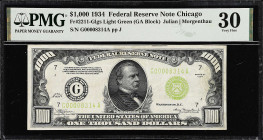 Fr. 2211-Glgs. 1934 Light Green Seal $1000 Federal Reserve Note. Chicago. PMG Very Fine 30.
A popular Light Green Seal type, offered here in a Very F...