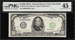 Fr. 2212-D. 1934A $1000 Federal Reserve Note. Cleveland. PMG Choice Extremely Fine 45.
A mid-grade example of this Cleveland $1000.

Estimate: $400...