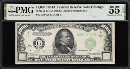 Fr. 2212-G. 1934A $1000 Federal Reserve Note. Chicago. PMG About Uncirculated 55 EPQ.
A key grade for this high denomination note from the popular Ch...