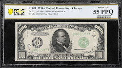Fr. 2212-G. 1934A $1,000 Federal Reserve Note. Chicago. PCGS Banknote About Uncirculated 55 PPQ.
Original paper and offered in an attractive About Un...