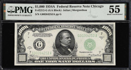 Fr. 2212-G. 1934A $1000 Federal Reserve Note. Chicago. PMG About Uncirculated 55.

Estimate: $5000.00- $6000.00