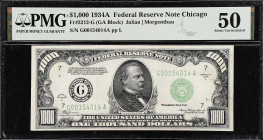 Fr. 2212-G. 1934A $1000 Federal Reserve Note. Chicago. PMG About Uncirculated 50.

Estimate: $5000.00- $6000.00