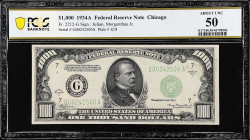 Fr. 2212-G. 1934A 1000 Federal Reserve Note. Chicago. PCGS Banknote About Uncirculated 50.
A key grade for this Chicago type.

Estimate: $5000.00- ...