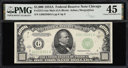 Fr. 2212-Gm. 1934A $1000 Federal Reserve Mule Note. Chicago. PMG Choice Extremely Fine 45.
Back plate 6.

Estimate: $4000.00- $5000.00