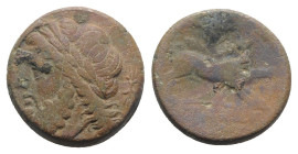 Northern Apulia, Arpi, 3rd century BC. Æ (21mm, 7.51g, 9h). Laureate head of Zeus l. R/ Boar r.; spear above. HNItaly 642; SNG ANS 635-8. Good Fine