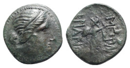 Thrace, Mesambria, c. 275/50-175 BC. Æ (19mm, 5.98g, 11h). Diademed female head r. R/ Athena Promachos l. Topalov, Messambria 16; SNG BM Black Sea 280...