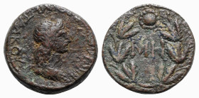 Kings of the Bosporos, Rhoemetalkes (c. AD 131-154). Æ 48 Units (25mm, 12.30g, 12h). Diademed and draped bust r. R/ MH (mark of value) within wreath. ...