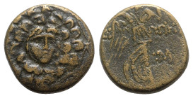 Paphlagonia, Sinope, c. 85-65 BC. Æ (20mm, 7.52g, 1h). Aegis. R/ Nike advancing r., holding palm; monogram to r. SNG BM Black Sea 1536. Brown patina, ...