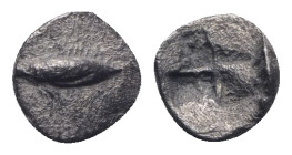 Mysia, Kyzikos, c. 6th century BC. AR Obol (9mm, 0.51g). Tunny l. R/ Quadripartite incuse square. Von Fritze II 5; SNG von Aulock 7328. Porous, near V...