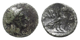 Troas, Abydos, c. 320-200 BC. Æ (10mm, 0.97g, 12h). Laureate head of Apollo r. R/ Eagle standing r. SNG Copenhagen 32; SNG von Aulock 1435. Green pati...