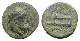 Cilicia, Aigeai, c. 47-29 BC. Æ (14mm, 2.09g). Diademed head or Herakles r. R/ Gorytos above club. Cf. SNG BnF 2312; SNG Levante 1679. Green patina, G...