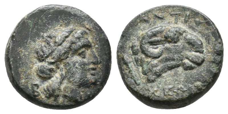 TROAS. Kebren. (Circa 400-387 BC). Ae.
Obv: Head of ram right; below, grain ear ...