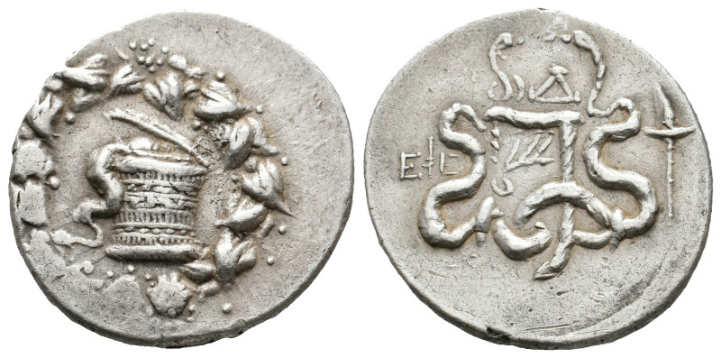 IONIA. Ephesos. (133-67 BC). AR Tetradrachm. Cistophoric standard. Dated CY 4 (1...