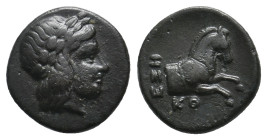 IONIA. Kolophon. (Circa 330-285 BC). Exekestes, magistrate. Ae.
Obv: Laureate head of Apollo right.
Rev: ΕΞΗ / KO.
Forepart of galopping horse righ...