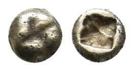 IONIA. Uncertain . (Circa 650-600 BC). EL 1/96 Stater.
Obv: Uncertain type.
Rev: Incuse punch.
Condition: Fine.
Weight: 0.19 g.
Diameter: 4.6 mm.