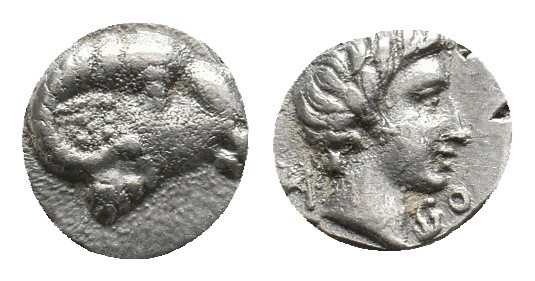CARIA. Kasolaba. Hemiobol (4th century BC).
Obv: Head of ram right.
Rev: Head ...