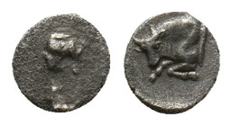 CARIA. Uncertain. (Circa 387-377 BC). AR Hemiobol
Obv: Confronted foreparts of two bulls.
Rev: Forepart of bull left.
Klein 501.
Condition: Fine....