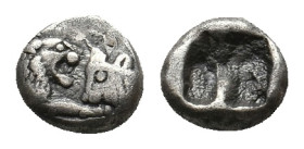 KINGS OF LYDIA. Sardes. Kroisos (Circa 564/53-550/39 BC). AR 1/12 Stater.
Obv: Confronted foreparts of bull right and lion left.
Rev: Incuse punch.
SN...
