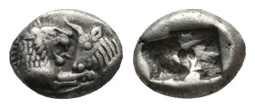 KINGS OF LYDIA. Sardes. Kroisos (Circa 564/53-550/39 BC). AR 1/6 Stater.
Obv: Confronted foreparts of lion and bull.
Rev: Two incuse square punches.
S...