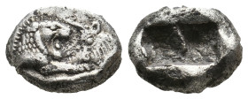 KINGS OF LYDIA. Sardes. Kroisos (Circa 564/53-550/39 BC). AR 1/3 Stater.
Obv: Confronted foreparts of lion and bull.
Rev: Two incuse square punches.
T...