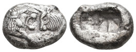 KINGS OF LYDIA. Sardes. Kroisos (Circa 564/53-550/39 BC). AR Half Stater.
Obv: Confronted foreparts of lion and bull.
Rev: Two incuse square punches.
...