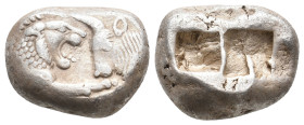 KINGS OF LYDIA. Kroisos (Circa 564/53-550/39 BC). AR Double Siglos or Stater. Sardes.
Obv: Confronted foreparts of lion and bull.
Rev: Two incuse squa...